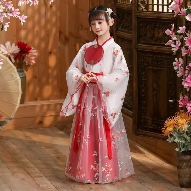 Bambino Ragazze Hanfu Abito Cinese Decorato Principessa Palco Costume Ttang 9
