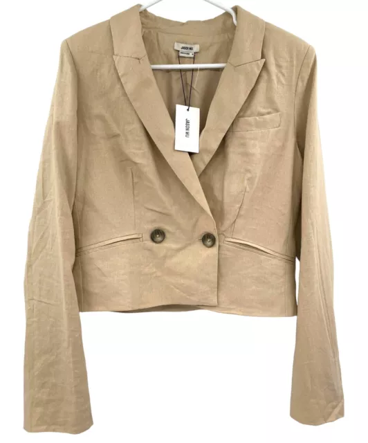 Jason Wu Women's Beige Cropped Blazer with Pockets Double Breasted Size M New 2