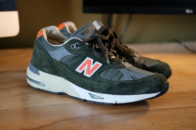 NEW BALANCE 991 Green Orange UK 8 Made In England M991 TNF