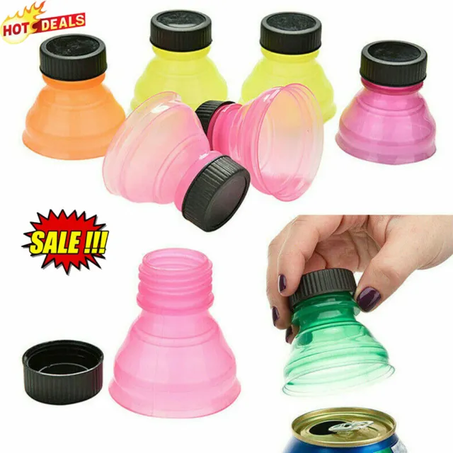 6x Plastic Drinking Bottle Caps Can Convert Soda Savers Toppers Reusable Tops ~