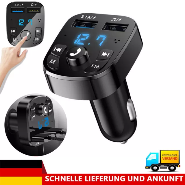 FM Transmitter Bluetooth 5.0 TF AUX Auto MP3 Player USB Ladegerät KFZ DE