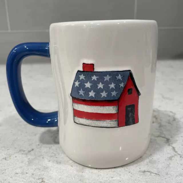 AMERICA Patriotic BARN On Back Rae Dunn Back Mug Flag Farmhouse July 4th 2023 2