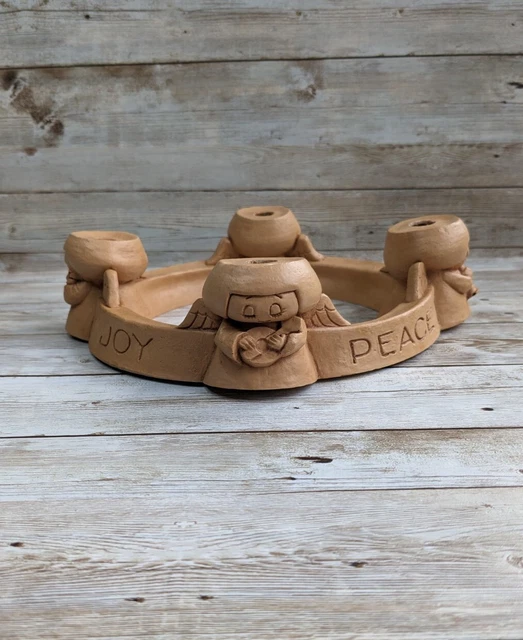 De colección Soporte para Anillo de Velas Centro Pieza Coro Ángeles Alegría Paz Amor Esperanza