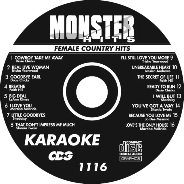 Karaoke Monster Hits Cd+G  Female Country Hits #1116