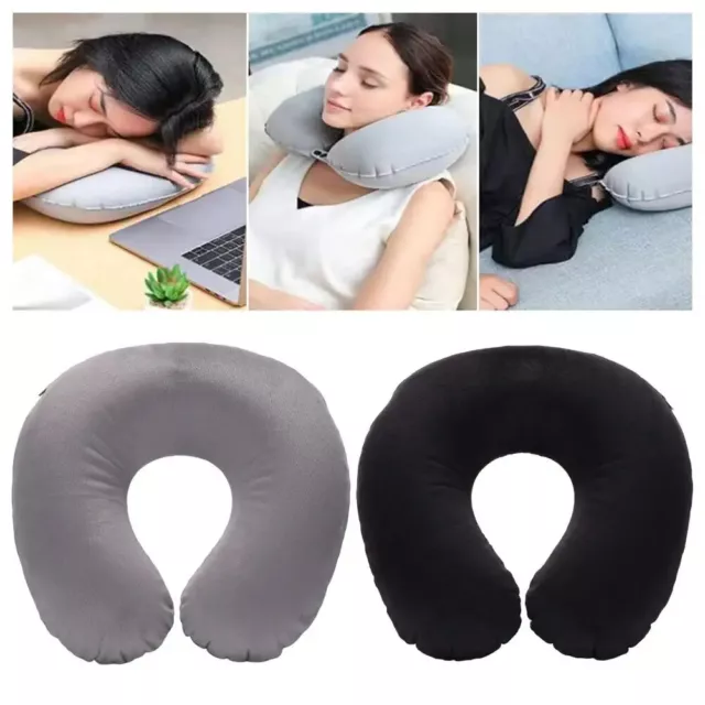 U-shaped Neck Pillow Inflatable Fatigue Relief Travel Headrest Cushion for Plane 3