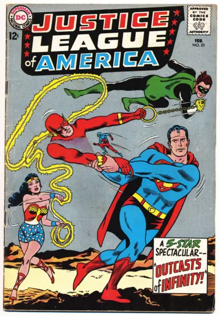 JUSTICE LEAGUE OF AMERICA #25 VG, Wonder Woman, Flash, Aquaman, DC Comics 1964