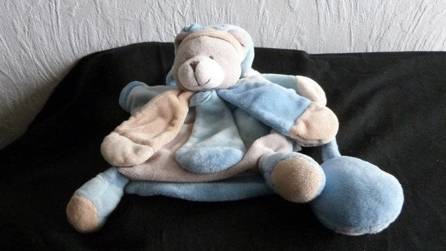 doudou   ours   collector  marionnette  doudou et compagnie   bleu  beige poudré