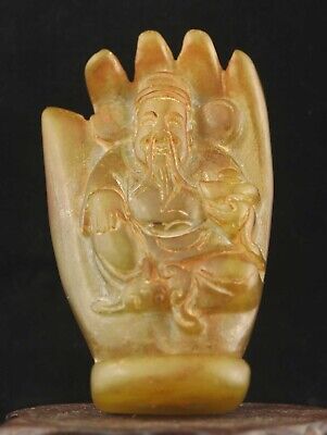 Chinese old natural jade hand-carved statue buddha pendant p
