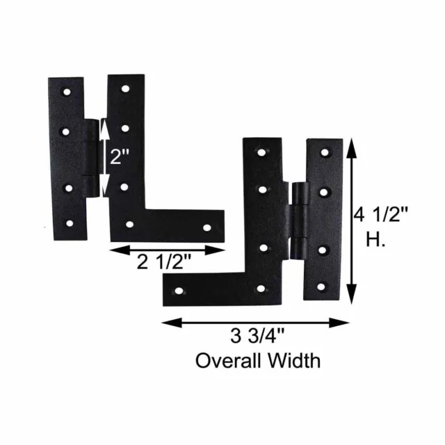Pair Offset H-L Cabinet Hinge Wrought Iron 4" H Pack of 2 | Renovator's Supply 2