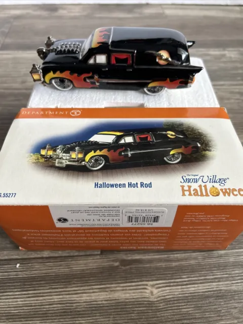 DEPT 56 ~ SNOW VILLAGE HALLOWEEN HOT ROD HEARSE #56.55277 W Box