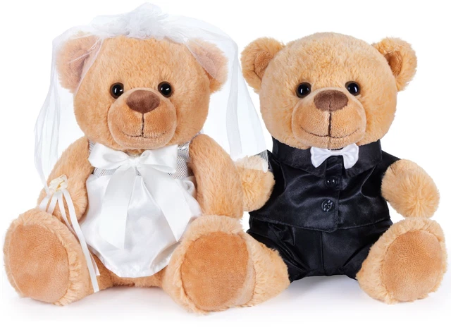 Ours de Mariage en Peluche 25 cm Marié de Mariée Cadeaux Noces Nounours Mariés