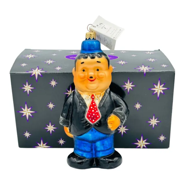 Christopher Radko Oliver Hardy Glass Christmas Ornament 8” Laurel & Hardy NEW