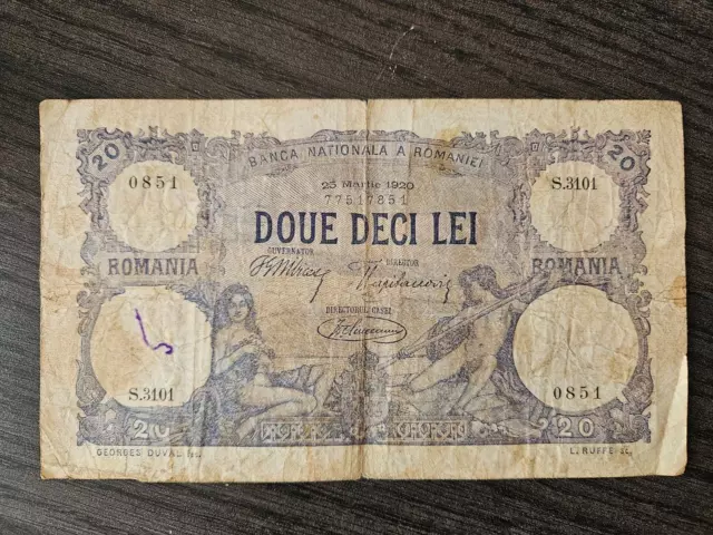 Romania National Bank 20 lei 1920 banknote