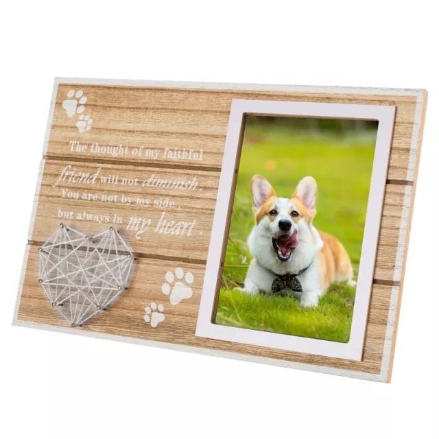 Pet Photo Frame Dog Heart Shape Memorial Picture Frame Wood Crafts