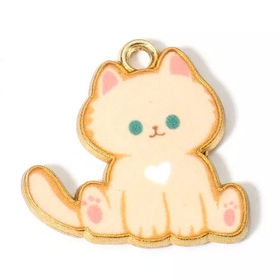 10 wirklich süße Katze mit Herz Detail Form Goldton Anhänger Charms