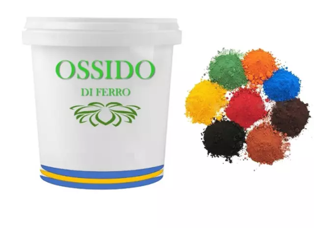 OSSIDO DI FERRO IN POLVERE 500 gr PIGMENTO COLORANTE NERO ROSSO GIALLO MARRONE