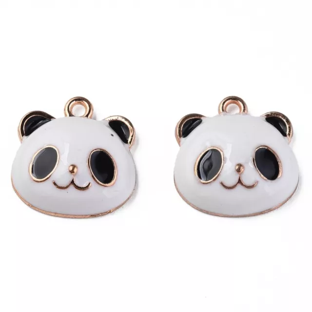 5 Panda Charms - Emaille & vergoldet - 17,5 mm x 17 mm - Tiere - P01518 3