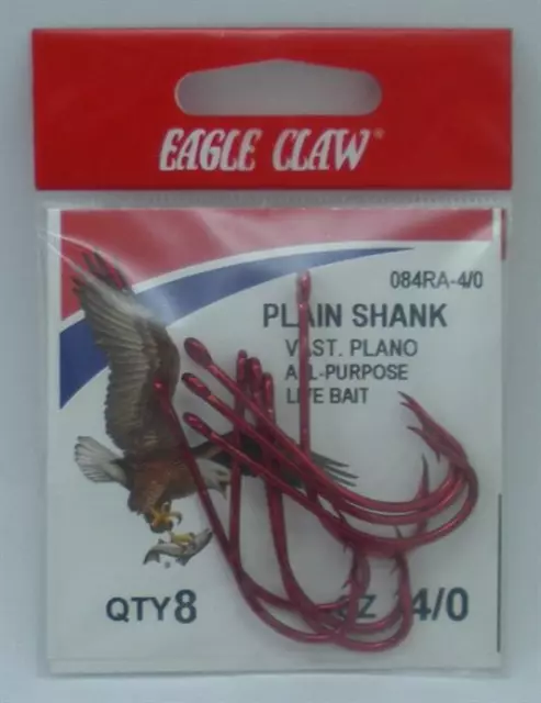 Eagle Claw 084RAK-5/0 Red Ringed Eye Offset Forged Hooks Size 5/0 8CT