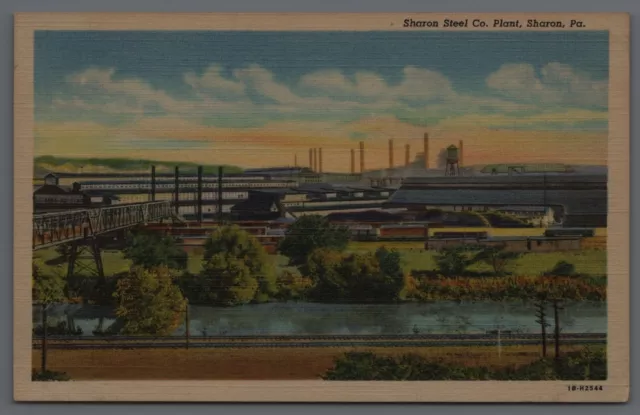 Postcard PA Sharon Steel Co. Plant, Sharon Pennsylvania Vintage Linen A7