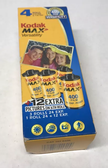 Kodak Max Versatility 400 35mm Color Print Film 4 PACK W/xtra 12 Pics Exp 08/08