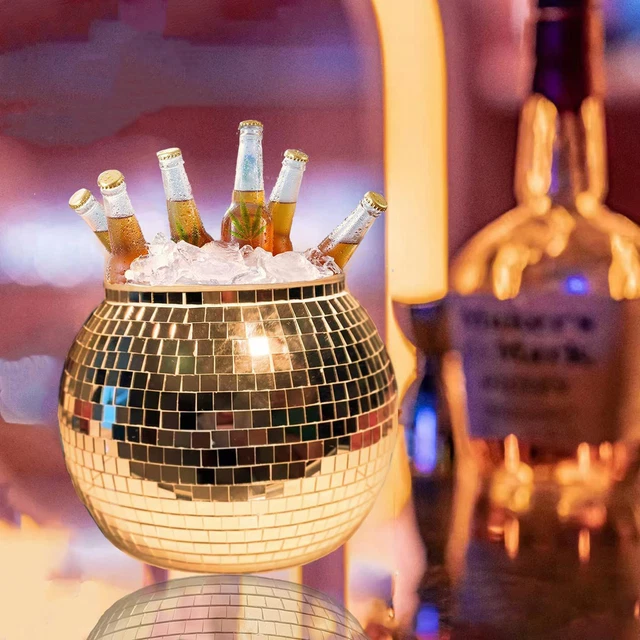 Flash Ice Bucket Disco Ball Shape Iced Drinks Bar Red Wine Champagne Cooler