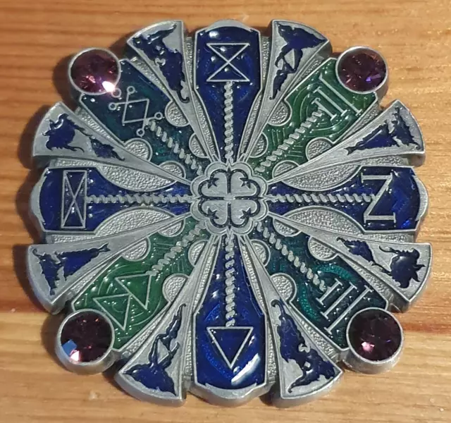 Seals of Solomon Geocoin - Antik Silber - Purple Stones, unaktiviert