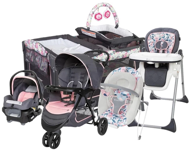 Baby Girl Pink Set Stroller With Car Seat Combo Playard Baby Bouncer High Chair