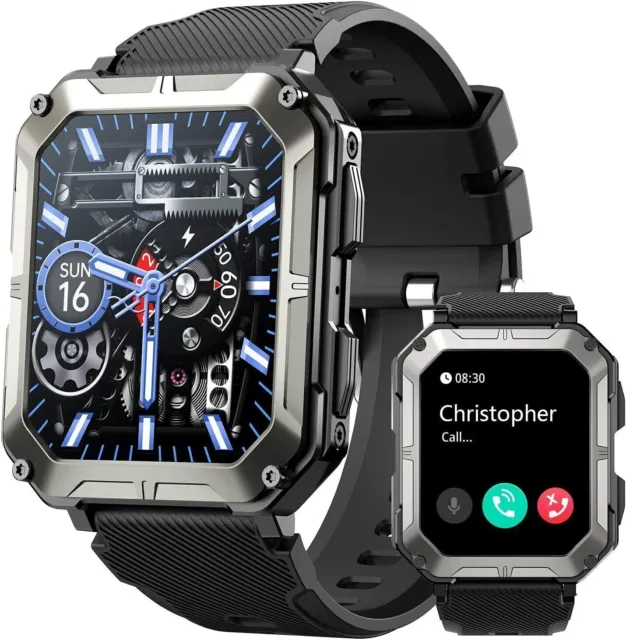 New Military Smart Watch Men Answer/Make Calls Rugged Heart Rate Fitness Tracker
