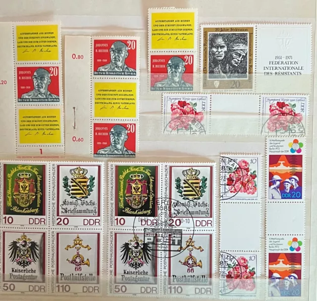 9 x Zusammendruck DDR postfrisch + gestempelt wie abgebildet Briefmarkensammlung