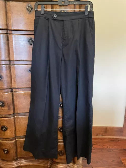 EUC Banana Republic Pants Womens Size 2 Black Wide Leg Linen Blend Trousers