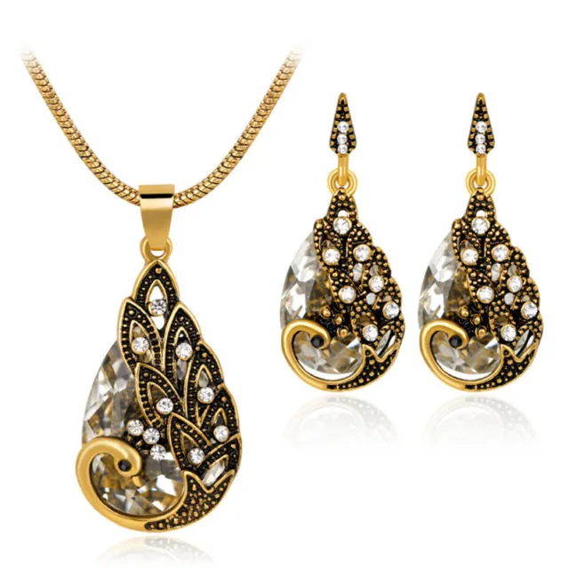Women Fashion Jewelry set Peacock Pendant Necklace Earrings     Weeding Gift 3