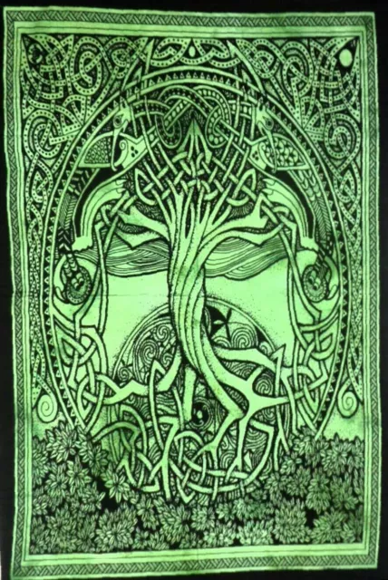 Cotton Tapestry Small Poster Celtic Tree Of Life Wall Hanging Handmade Beautiful