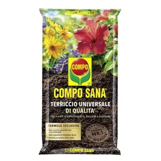 Terriccio Universale Concimato COMPO SANA con Perlite 100% Torba Alta Qualità