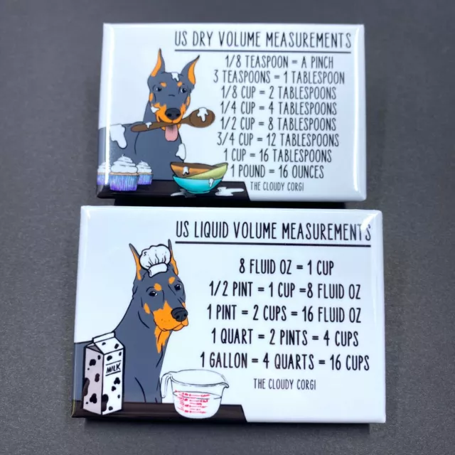 Doberman Pinscher Dog Measuring Chart Magnet Set Kitchen Cooking Baking Guide