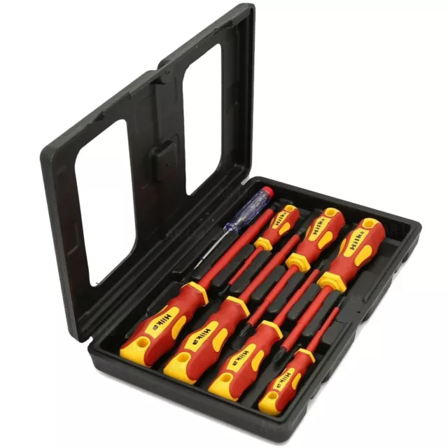 Hilka VDE Insulated Screwdriver & Mains Tester Set Slotted Phillips Cross