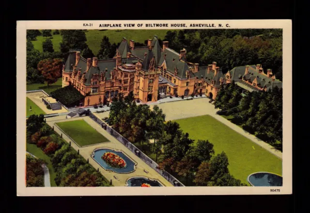 Postcard : North Carolina - Asheville Nc - Aerial View Of Biltmore House