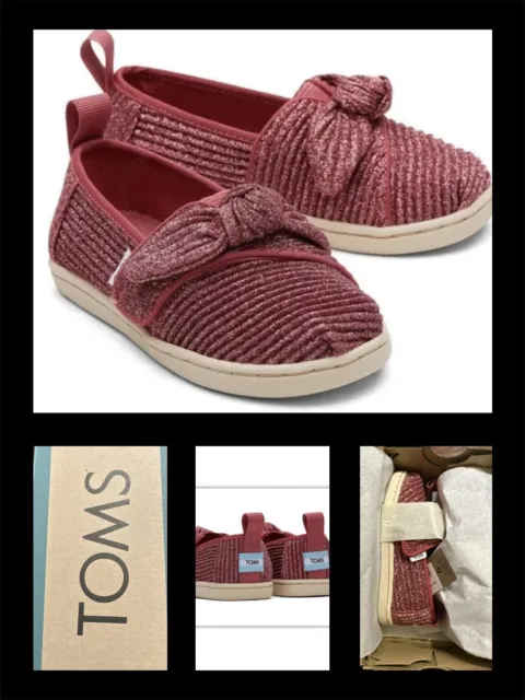 TOMS Tiny Toddler Girl's Alargata Shoe Size: T6 Slip-on Glimmer Embroidered Star