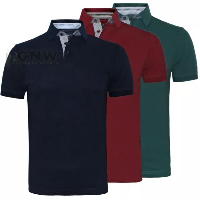 HACKETT MEN MIX WOVEN TRIM POLO T SHIRT/TEE S-XXXL Slim Fit NEW Was £95