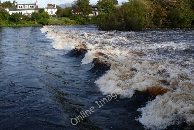 Photo 6x4 River Cree in flood, at the weir in Newton Stewart Two days of  c2008