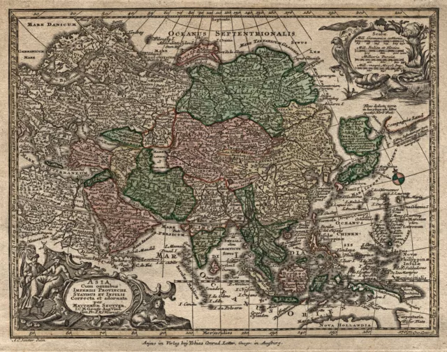Asien Original Kupferstich Landkarte Lotter Seutter 1757