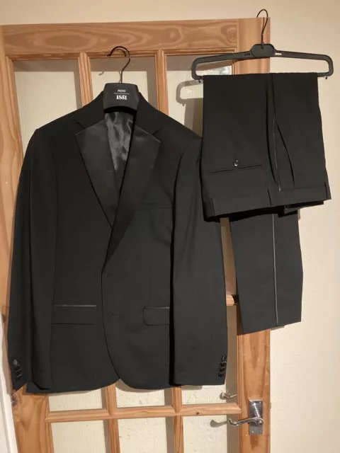MOSS BROS TAILORED Fit Black Tuxedo Dinner Suit 40R Jacket 32R