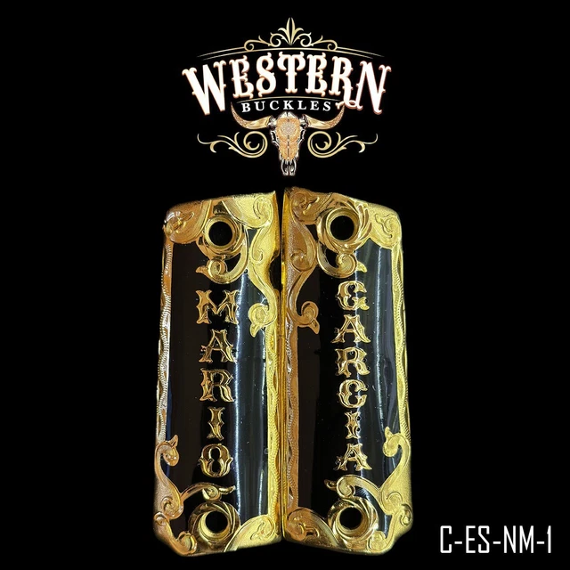 Metal 1911 GRIPS Full Size Black Scroll #T-TBC11