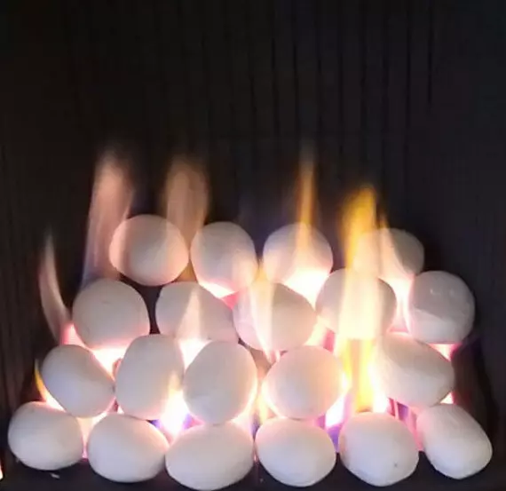 Gas Fire Pebbles White 20 Replacement Large Ceramic cast coals for Living Flame