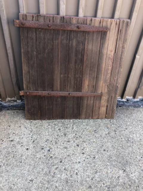 vintage mid 19th century PA barn door with strap hinges 35.5” w x 37” h RED