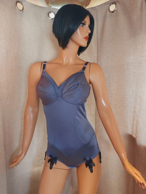 Vintage Claudette By Triumph/Cintura Corpo Intero/Corselette Grigio Taglia Uk 36D #934