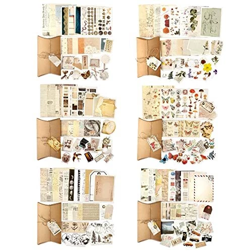 Pegatina y papel de libro de recortes Draupnie 180 piezas suministros de diario basura vintage...