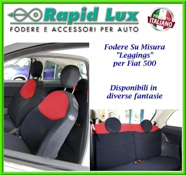 Fodere coprisedili in tessuto elasticizzato per Fiat 500 dal 2007