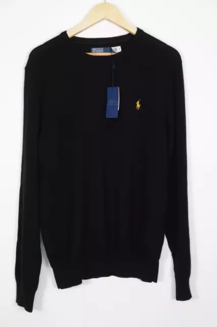 Polo Ralph Lauren 100% Wool Black Mens Jumper Sweater Size Large **BNWT**