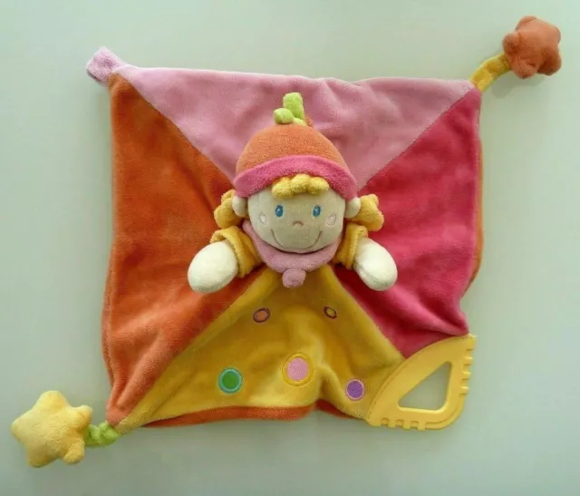 *. Doudou Plat Mots D'enfants Poupee Lutin Fille Rose Jaune Orange Bonnet Ttbe
