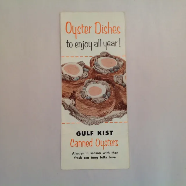 Vintage Mid Century Gulf Kist Canned Oysters Recipe Guide Sea Tang Stew Eggs